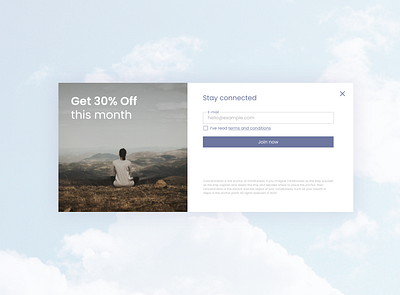 Pop-up website cta design discount input mindfulness minimalism modal popup ui uidesign ux website yoga