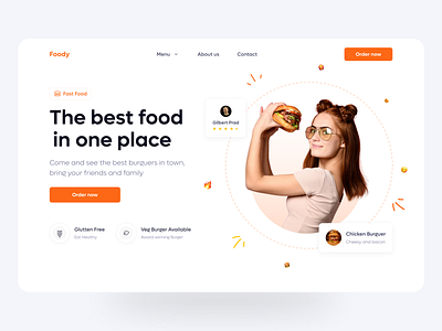 Foody - Fast Food Hamburger delivery app design food food and drink food app food delivery hamburguer landingpage order restaurant app ui uidesign ux ux ui uxdesign