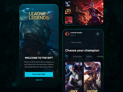 League of legends App game app game artist game designer game ui league of legends league of legends app moba game mobile game ui design ux uxdesign