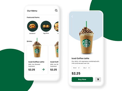 Starbucks app UI redesign by Johan Issac on Dribbble