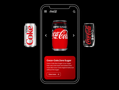 Coca-Cola App | UI Redesign app branding coca cola dailyui dark theme dark ui design dribble drinks illustration mobile mobile design mobile ui redesign trending ui ui ux ui design uidesign uiux