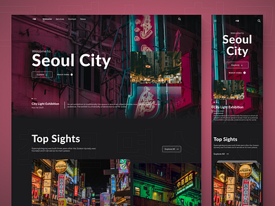 Seoul - City Travel Guide Landing Page adobexd design freelancer landingpage photoshop ui uidesign uiux