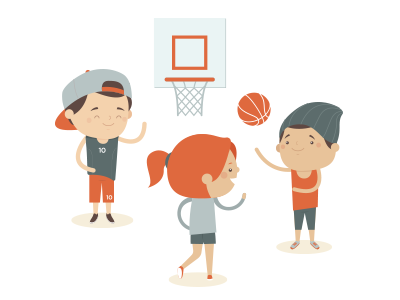 Basketball players ball basket basketball boy girl player shots sport team