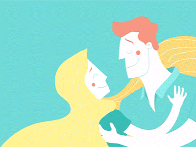 In Love - Animated animated character color couple gif illustration love motion