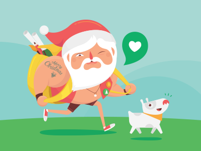 Santa Claus colors cool creative dog flat illustration minimal papai noel santa claus