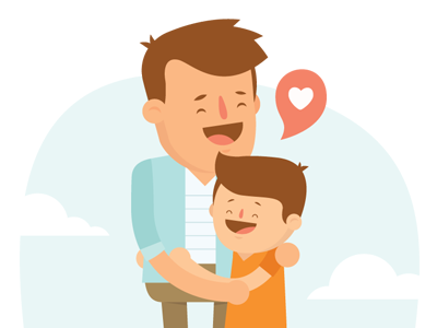 Father's character colors cute father hug illustration love