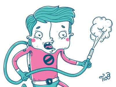 Illustration in progress II boy cartoon color illustration pink