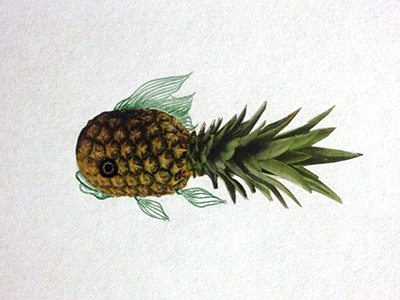 Junk Mail Treasures: Pineapple Fish cutout drawing fish illustration junkmail pineapple play sketch