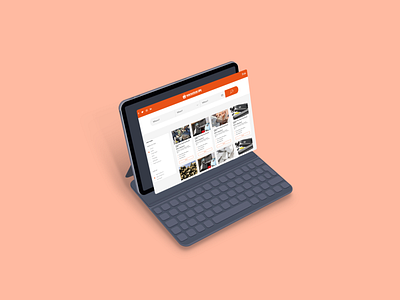 Ecommerce product page  clean ipad screen mockup with keyboard