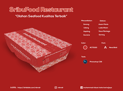 sribufood restaurant box design brand brand design branding branding design food and drink food illustration lunchbox package design package mockup packagedesign packaging design photoshop product design product designer product package product packaging design productdesign red restaurant branding