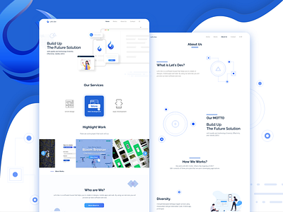 Lets Dev Landing Page Design adobe xd blue branding clean design clean ui flat design landing landing page landing page design minimal modern simple ui ui ux ux web design website website design white xd design