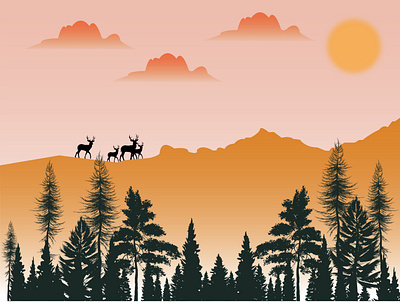 Landscape Illustration flat illustration hills illustraion illustration art mountain trees vector vector art vector illustration vectorart