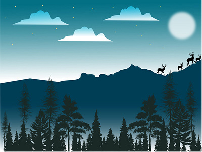 Landscape Illustration flat illustraion illustration art landscape mountain mountains night vector art vector illustration vectorart