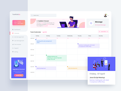 Task Management Dashboard 2020 2020 trend booking branding calender clander clean coronavirus design management dashboard minimal mobile ui task task calendar task list task management app task manager uixfold