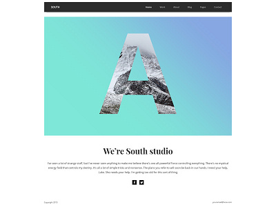 South template gradient hero homepage intro layout minimalist navigation website