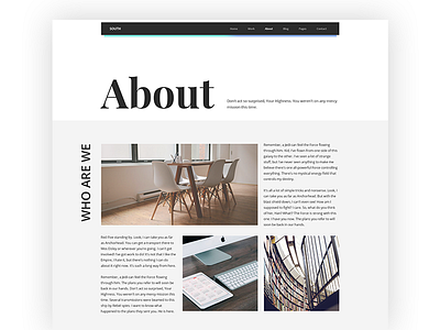 South template - About page about gradient grid layout minimalist navigation website white