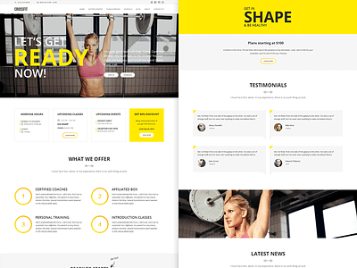 Crossfit template clean crossfit gymn hero layout minimalist services sport website white yellow