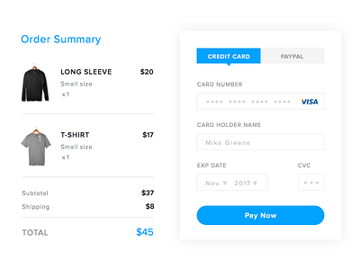 Daily UI #002 002 button checkout credit card dailyui ecommerce form minimalist
