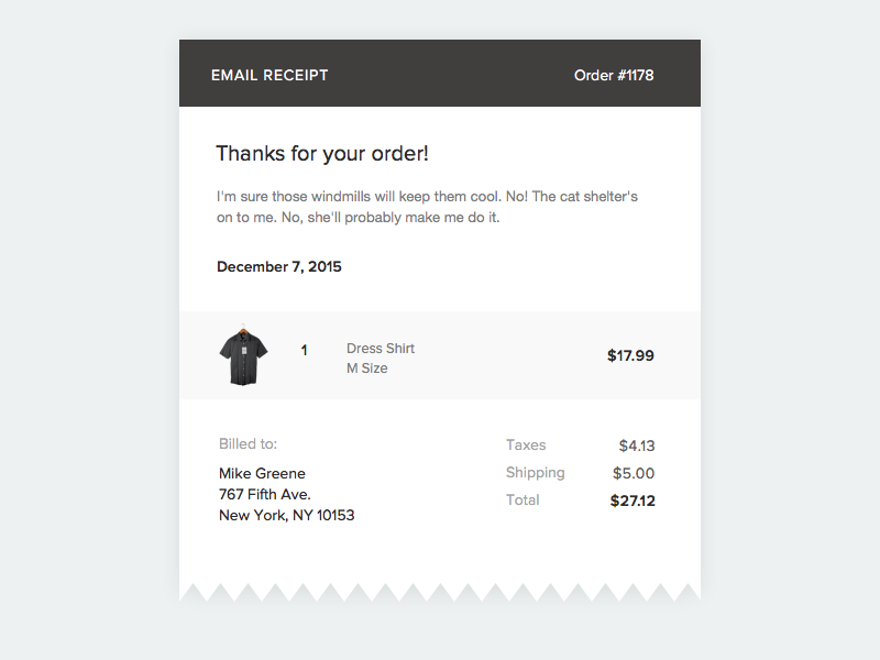 Email Receipt - Daily UI #017 order minimalist ecommerce email email receipt 017 dailyui