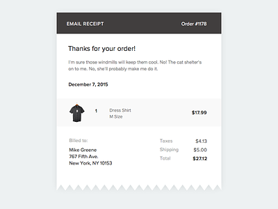 Email Receipt - Daily UI #017 017 dailyui ecommerce email email receipt minimalist order