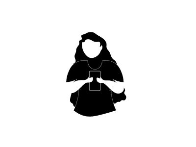 Illustration black white character design flat design girl illustration illustration negative space phone simple ui vector