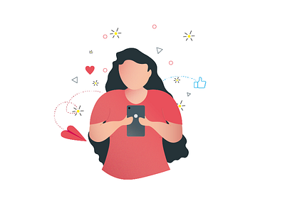 Illustration | Social media | Using phone character design flat design girl girl character girl illustration illustrations illustrator login onboarding sign in sign up social media using phone