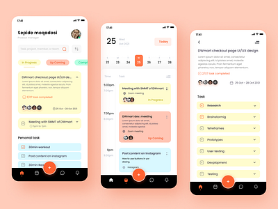 Team management app UI design