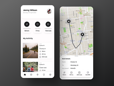 Activity tracking app for cyclist 🚴 concept cycle cycle app cycle renting cycling design ui ux