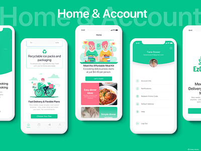 EzCooking - Home & Account Page delivery food food app food delivery app meal kit meal plan mobile app design mobile ui ui ux