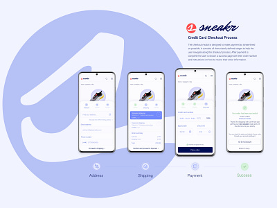 sneakr - Credit Card Checkout Process blue branding bright card checkout credit design ecommerce logo shoes ui