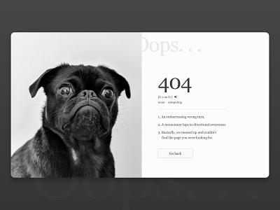 404 Page concept 404 black design dog error fun funny ui ux webdesign white