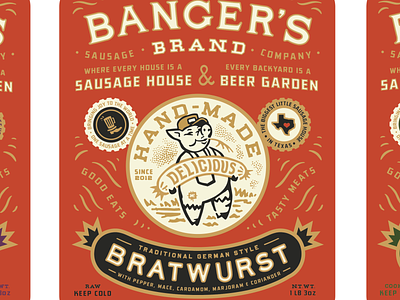 Banger's Hand-Made Sausages branding graphic design illustration logo packaging restaurant typography