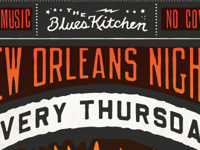 Blues Kitchen New Orleans Night branding identity illustration restaurant typography