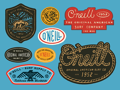 O Neill apparel branding graphics identity illustration patches typography
