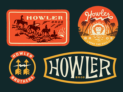 Howler Bros apparel branding graphic design graphics identity illustration logo patches typography