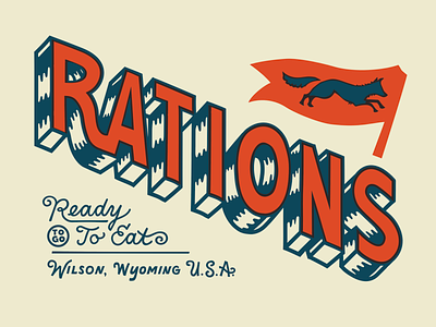 Rations apparel branding design fox identity illustration patches restaurant typography
