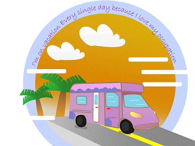 Travel art car colorful cool design graphic illustration image palm palmtree road song travel type ui ux vector web