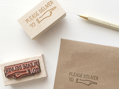 Deliver To hand lettered paper goods rubber stamps