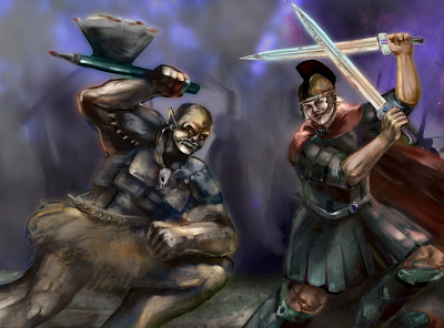 War scene artwork character fantasy illustration orc war warrior