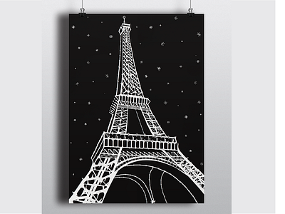 Eiffel Tower Typographic Poster illustration type