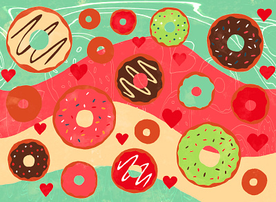 Doughnut or Donut collage donut doughnut food illustration painting pastel sugar sweet