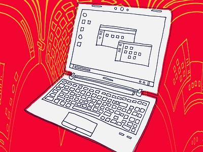 Squigglaptop laptop line art vector