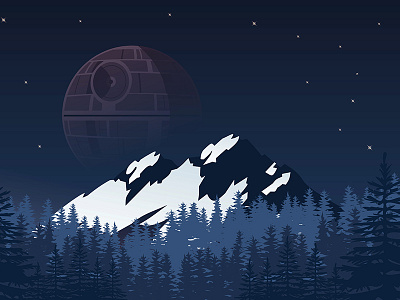 Star Wars illustration deathstar forest illustration mountain nature star wars vector