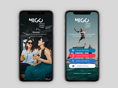 Migo App - Meetup & Local Events App companion app events app explore app mobile app mobile app design mobile user experience networking app travel app