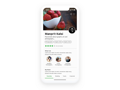 Artist's Personal Page directory app manprit kalsi mobile app mobile app design mobile app experience mobile app user experience mobile user experience mobile ux profile profile design service page yellow pages app
