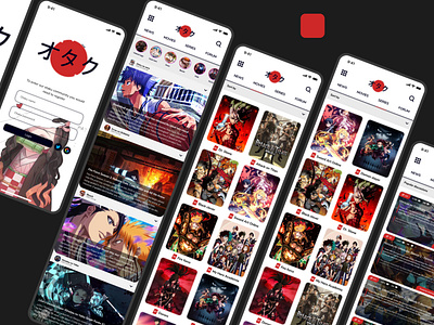 Otakuhub IOS App anime app blackclover forum movies otaku platform sao series streaming ui ux