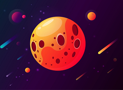 Space cosmic illustration planet space star vector