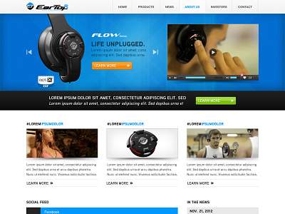 www.eartop.com clean headphones photoshop product responsive techy ux website wireless