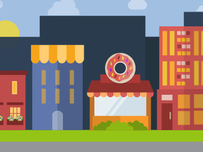 Business Owner Illustration branding buildings business city doughnut flat design illustration illustrator marketing services vector website