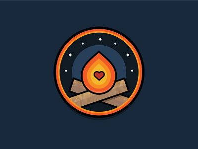 Passionate - Core Values Badge badge camp fire core value fire flat design icon illustration illustrator passionate vector